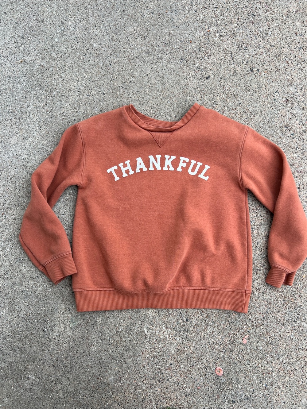 Little co kids Thankful Graphic Crewneck Sweatshirt Rust burnt orange kids 7